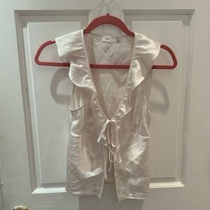 Aritzia Wilfred tie front silk top. Size XS